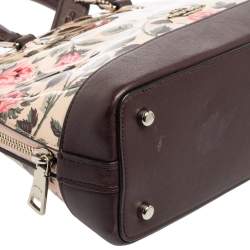 مملوكة مسبقًا حقيبة ساتشل كوتش سييرا جلد وجلد لامع مطبوع زهور بيج/بني صغيرة