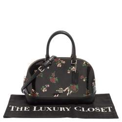 مملوكة مسبقًا Coach Black Flower Patent and Leather Mini Sierra Satchel
