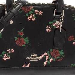 مملوكة مسبقًا Coach Black Flower Patent and Leather Mini Sierra Satchel