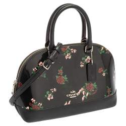 مملوكة مسبقًا Coach Black Flower Patent and Leather Mini Sierra Satchel