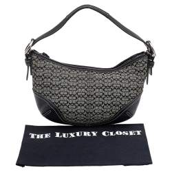 Coach Black Signature Canvas And Leather Buckle Hobo