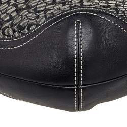 Coach Black Signature Canvas And Leather Buckle Hobo