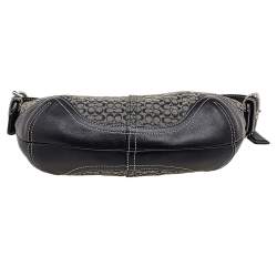 Coach Black Signature Canvas And Leather Buckle Hobo