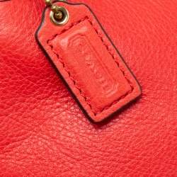 Pre Owned Coach Coral Orange Leather Mini Chain Pochette 