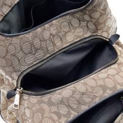 Pre Owned Coach Beige/Brown Signature Canvas And Leather Carlyle Shoulder Bag