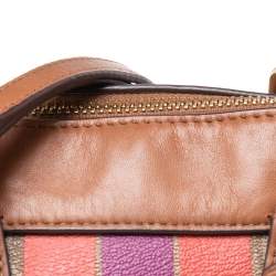 Pre Owned Coach Brown Signature Varsity Stripe Coated Canvas Mini Bennett Satchel