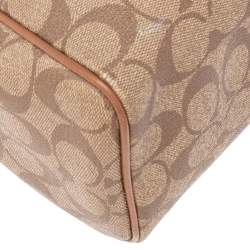 Pre Owned Coach Brown Signature Varsity Stripe Coated Canvas Mini Bennett Satchel