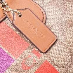 Pre Owned Coach Brown Signature Varsity Stripe Coated Canvas Mini Bennett Satchel