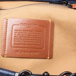 Pre Owned Coach Navy Blue/Brown Leather And Water Snakeskin Troupe Tote