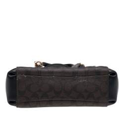 Coach Brown/Black Signature Coated Canvas and Leather Minetta Satchel