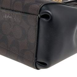 Coach Brown/Black Signature Coated Canvas and Leather Minetta Satchel