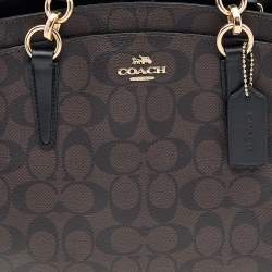 Coach Brown/Black Signature Coated Canvas and Leather Minetta Satchel