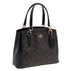 Coach Brown/Black Signature Coated Canvas and Leather Minetta Satchel
