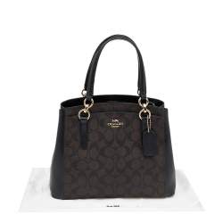 Coach Brown/Black Signature Coated Canvas and Leather Minetta Satchel