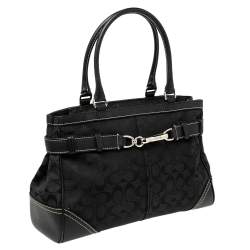 Coach Black Signature Canvas and Leather Hampton Tote