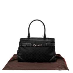 Coach Black Signature Canvas and Leather Hampton Tote
