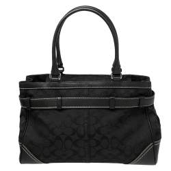 Coach Black Signature Canvas and Leather Hampton Tote