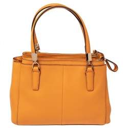 Pre Owned Coach Orange Leather Mini Christie Carryall Satchel
