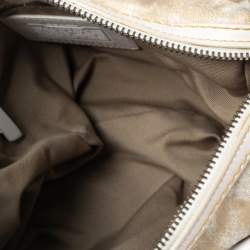 Coach Beige/White Signature Canvas and Leather Buckle Satchel