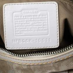 Coach Beige/White Signature Canvas and Leather Buckle Satchel
