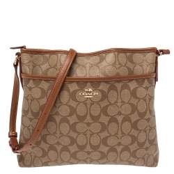 Coach Beige Signature Coated Canvas and Leather File Messenger Bag