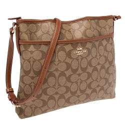Coach Beige Signature Coated Canvas and Leather File Messenger Bag