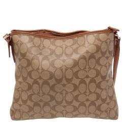 Coach Beige Signature Coated Canvas and Leather File Messenger Bag