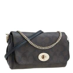 Coach Brown Signature Coated Canvas and Leather Mini Ruby Crossbody Bag