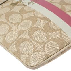 Pre Owned Coach Beige Signature Coated Canvas and Leather Heritage Swingpack Crossbody Bag