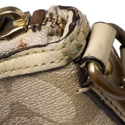 Pre Owned Coach Beige Signature Coated Canvas and Leather Heritage Swingpack Crossbody Bag