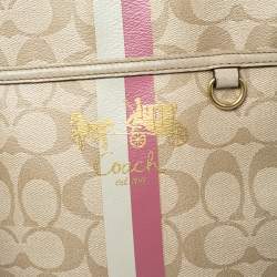Pre Owned Coach Beige Signature Coated Canvas and Leather Heritage Swingpack Crossbody Bag