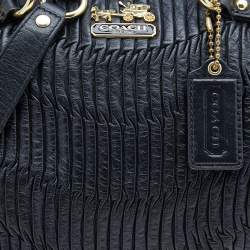 Pre Owned Coach Black Gathered Leather Sophia Madison Satchel