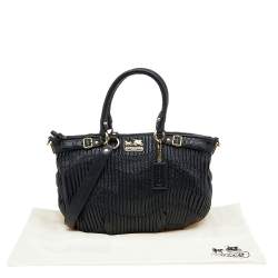 Pre Owned Coach Black Gathered Leather Sophia Madison Satchel