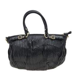 Pre Owned Coach Black Gathered Leather Sophia Madison Satchel