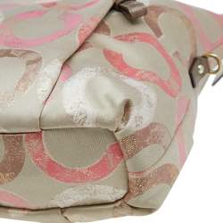 Coach Multicolor Signature Op Art Satin and Leather Hobo
