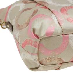 Coach Multicolor Signature Op Art Satin and Leather Hobo