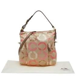 Coach Multicolor Signature Op Art Satin and Leather Hobo