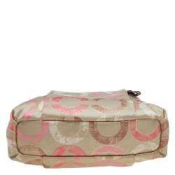 Coach Multicolor Signature Op Art Satin and Leather Hobo