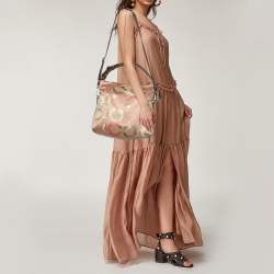 Coach Multicolor Signature Op Art Satin and Leather Hobo