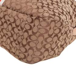 Coach Beige/Brown Signature Canvas And Leather Web Detail Tote