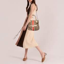 Coach Beige/Brown Signature Canvas And Leather Web Detail Tote