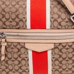 Coach Beige/Brown Signature Canvas And Leather Web Detail Tote