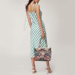 Pre Owned Coach Multicolor Signature Satin and Leather Tote
