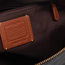 Pre Owned Coach Dark Grey Signature Coated Canvas and Leather Prairie Satchel