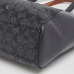 Pre Owned Coach Dark Grey Signature Coated Canvas and Leather Prairie Satchel