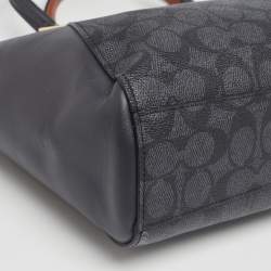 Pre Owned Coach Dark Grey Signature Coated Canvas and Leather Prairie Satchel