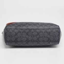 Pre Owned Coach Dark Grey Signature Coated Canvas and Leather Prairie Satchel