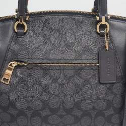 Pre Owned Coach Dark Grey Signature Coated Canvas and Leather Prairie Satchel