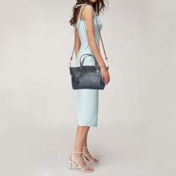 Pre Owned Coach Dark Grey Signature Coated Canvas and Leather Prairie Satchel