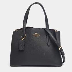 Pre Owned Coach Black Leather Charlie Carryall 28 Bag